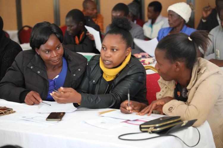 Central region PO members discuss during the training