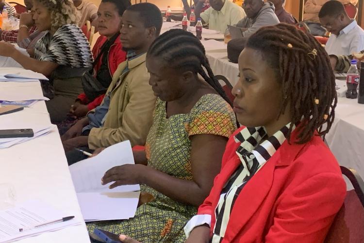 Farmers listening attentively during the training 